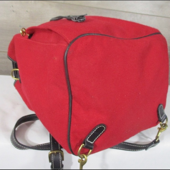 Rare T. Anthony LTD Red Canvas Leather Backpack - Picture 4 of 8